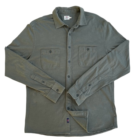 Faherty Mens Button Up Knit Shirt LARGE Sage Green Alpine Organic Cotton MKC0086 - Picture 1 of 16